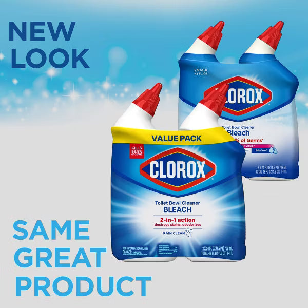 Clorox Rain Clean Toilet Bowl Cleaner with Bleach - 24oz/2ct