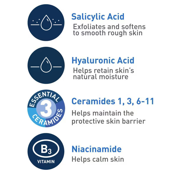 CeraVe SA Face Wash Salicylic Acid Cleanser with Hyaluronic Acid and Niacinamide
