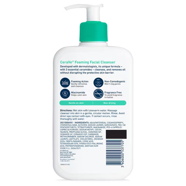 CeraVe Foaming Face Wash, Facial Cleanser for Normal to Oily Skin
