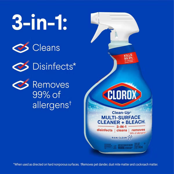 Clorox Rain Clean Scent Clean-Up All Purpose Cleaner with Bleach Spray Bottle - 32 fl oz