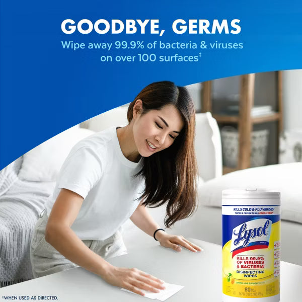 Lysol Lemon and Lime Blossom Disinfecting Wipes- 80ct