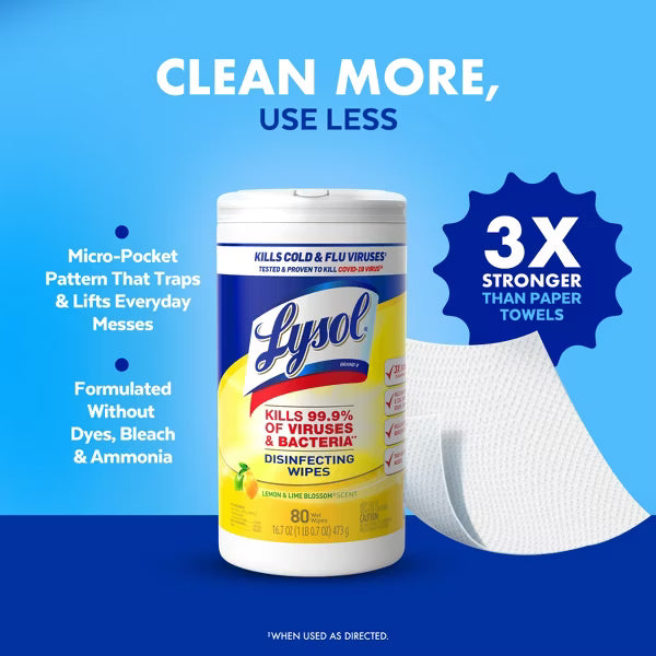 Lysol Lemon and Lime Blossom Disinfecting Wipes- 80ct