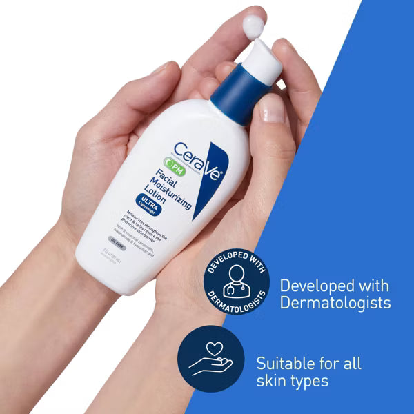 CeraVe PM Facial Moisturizing Lotion, Night Cream for All Skin Types